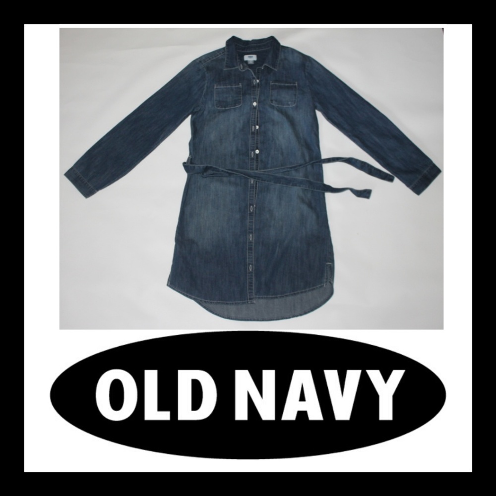 Old Navy Long Sleeve Blue Jean Dress